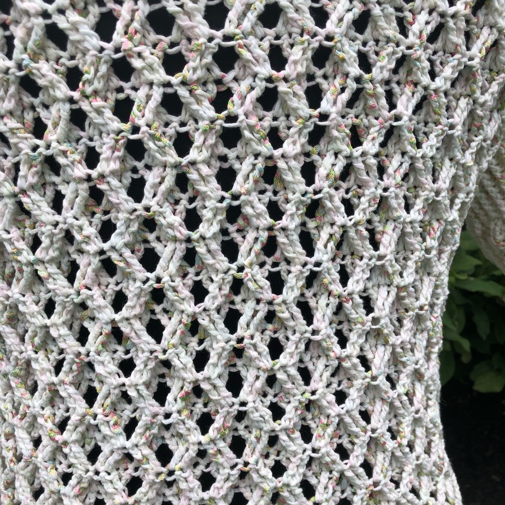 Handmade Crochet Short Sleeve Jux Tunic White XL with Belt - Picture 9 of 10